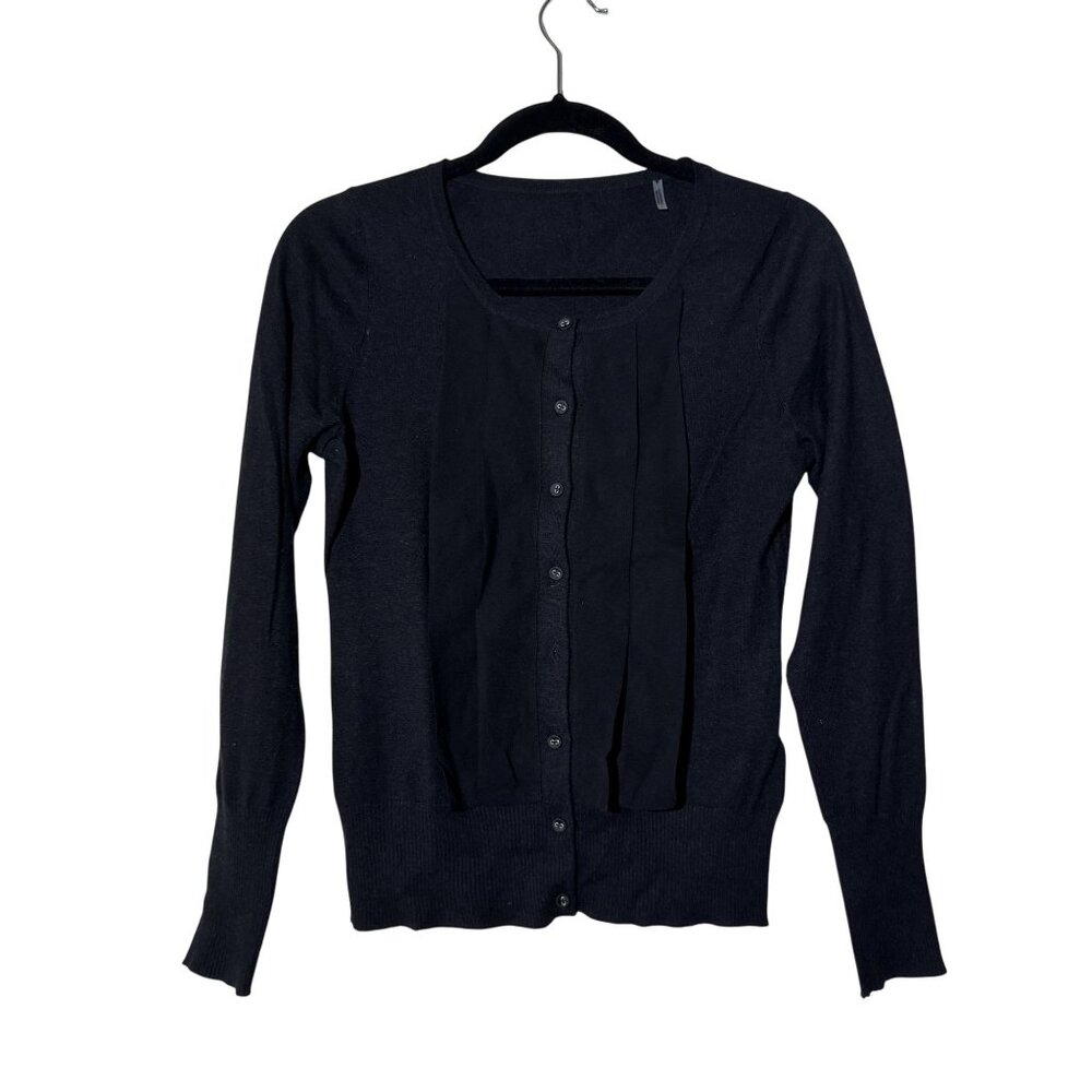 Christopher Fischer Women"s Black Knit Rib Cuff & Hem Sweater Cardigan Size S